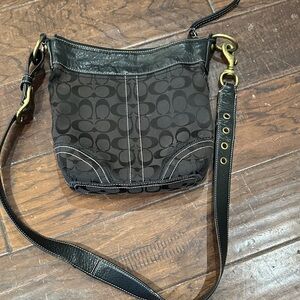 Coach Legacy Slim Duffle Black Patterned Crossbody Bag